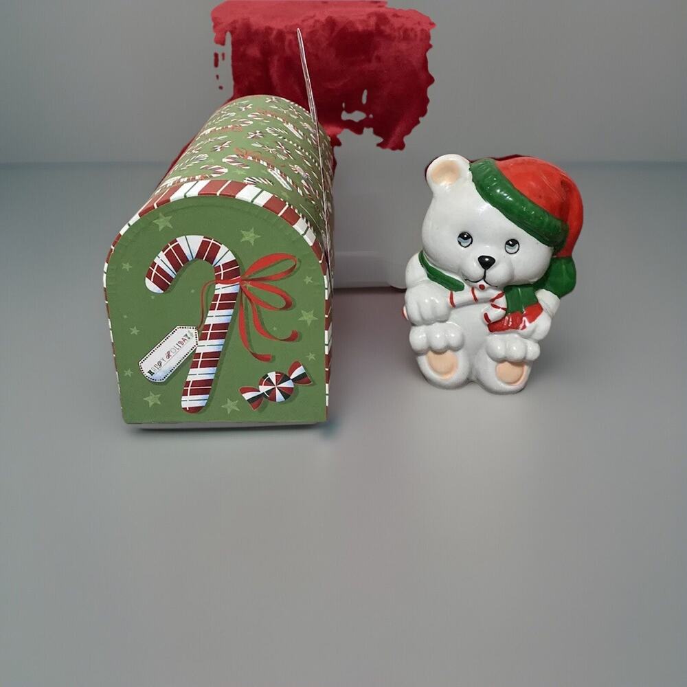 Poster Board Christmas Mailbox And Hand Painted Polar Bear Bank.